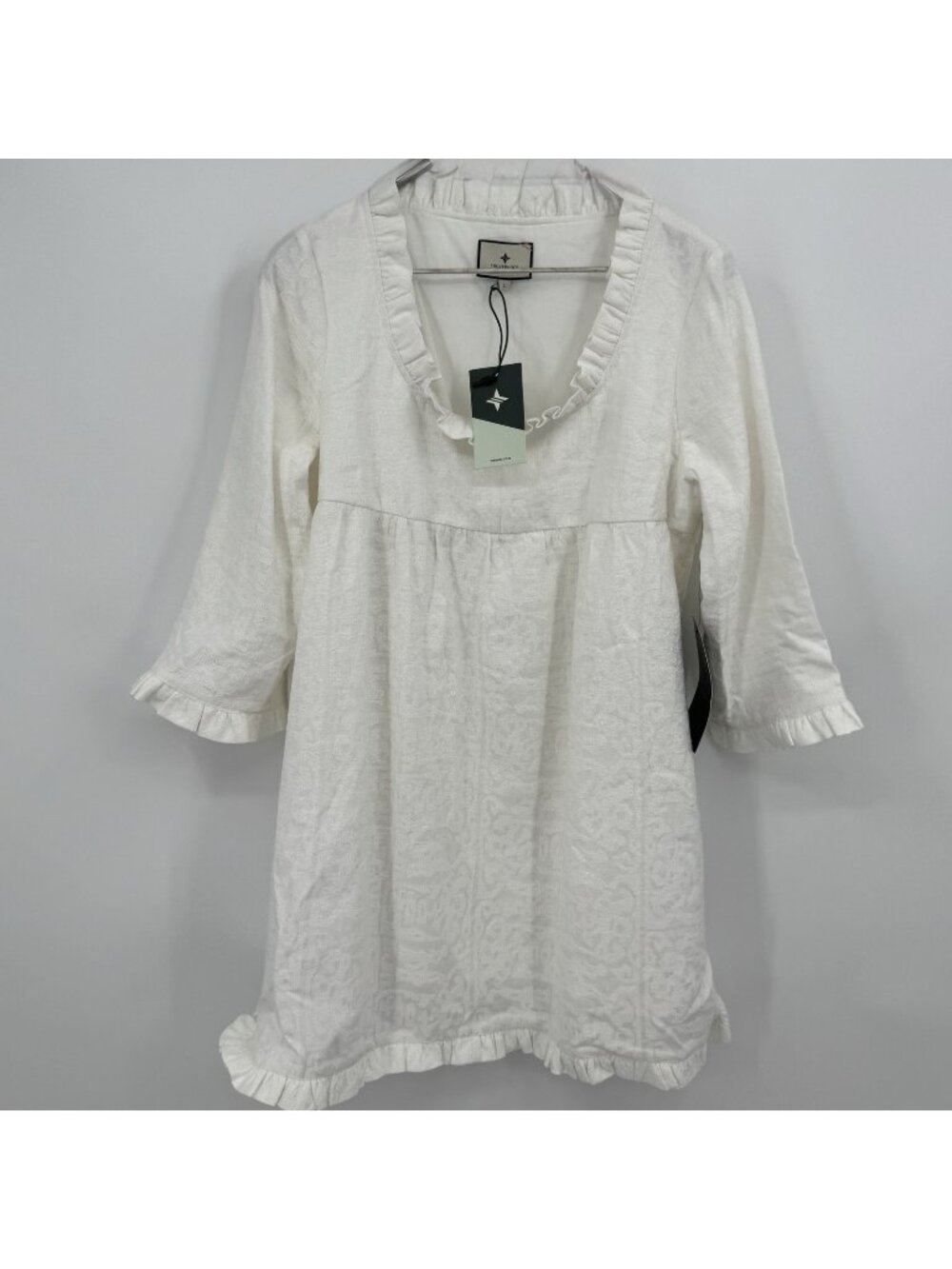Tuckernuck White Embroidered Cross Stitch Clara Dress sz L NWT Babydoll Mini